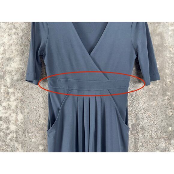 Banana Republic Sz XS Stretch Pleated V Neck Mini Shirt Dress Gray Short Sleeve - Picture 2 of 11